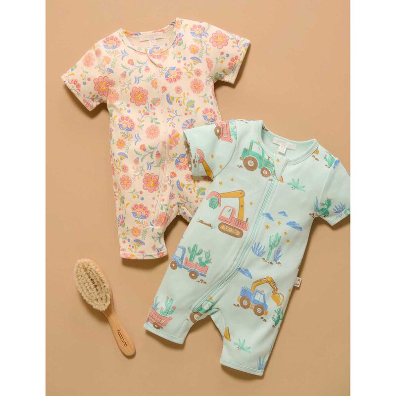 Purebaby Short Sleeve Zip Growsuit image number 1